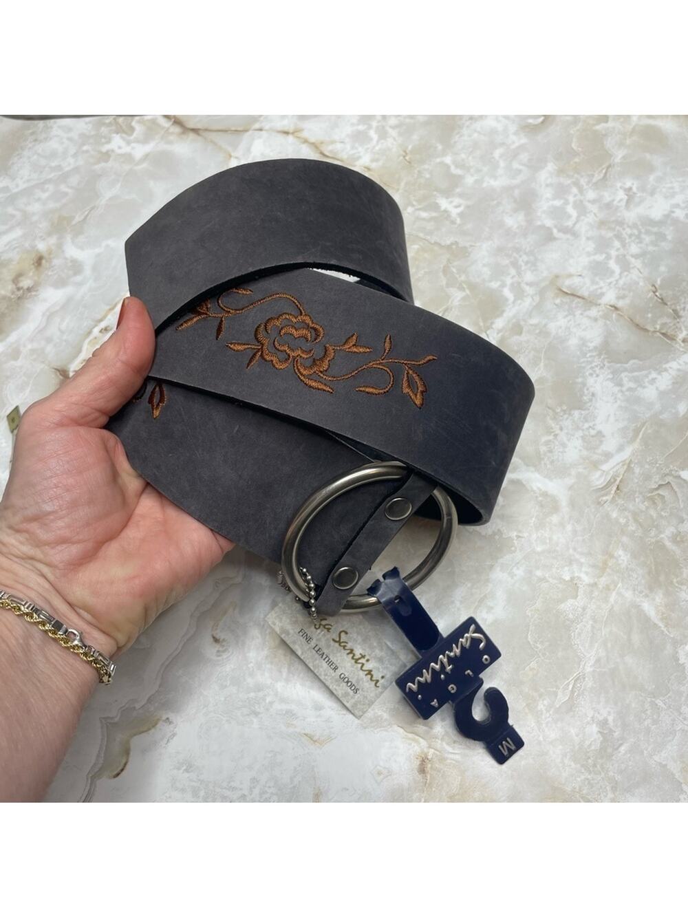 NWT Olga Santini bohemian embroidered leather belt